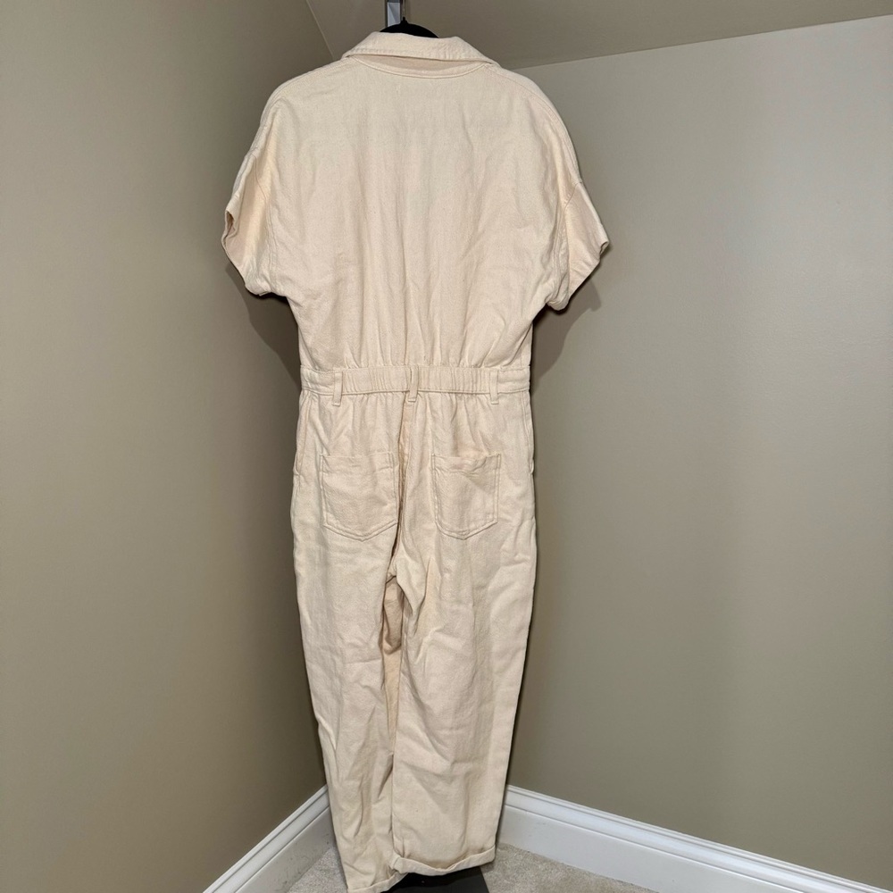 NWT Zara Langer Cream Utility‎ Overalls Jumpsuit Women's Size Large - Picture 2 of 7